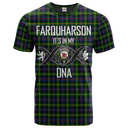 Printivon Farquharson Modern Clan DNA In Me Tartan Crest T Shirt