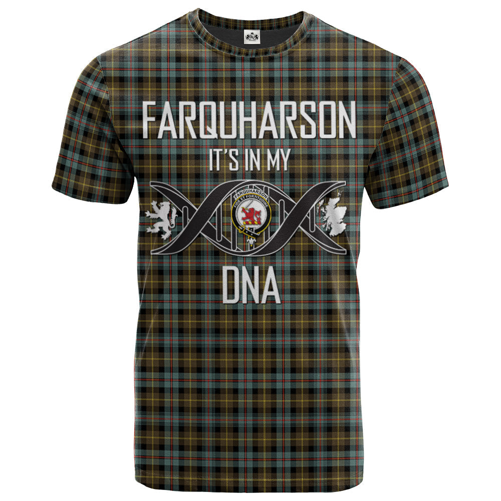 Printivon Farquharson Weathered Clan DNA In Me Tartan Crest T Shirt