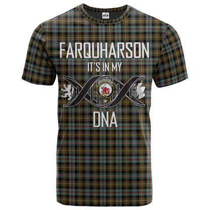 Printivon Farquharson Weathered Clan DNA In Me Tartan Crest T Shirt