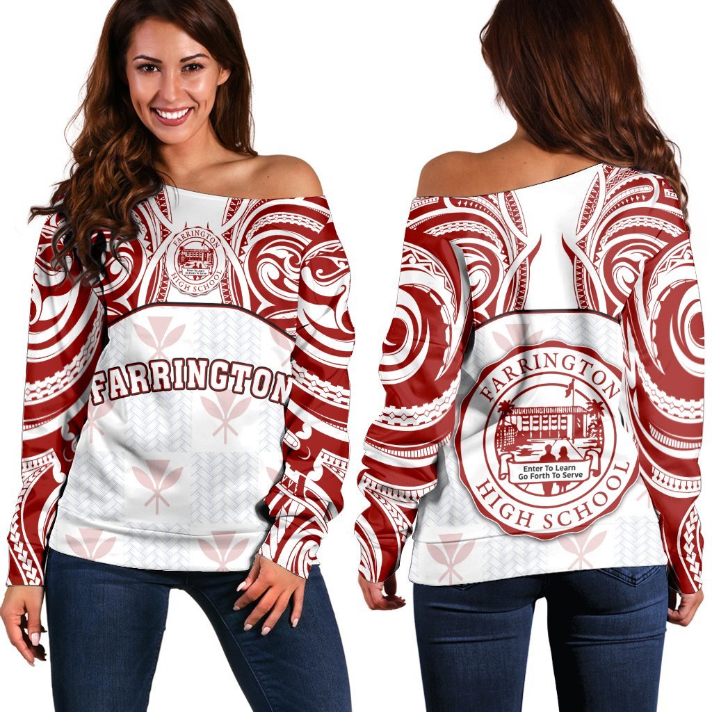 Hawaii Kanaka Farrington High School Off Shoulder Sweater Demodern Style AH