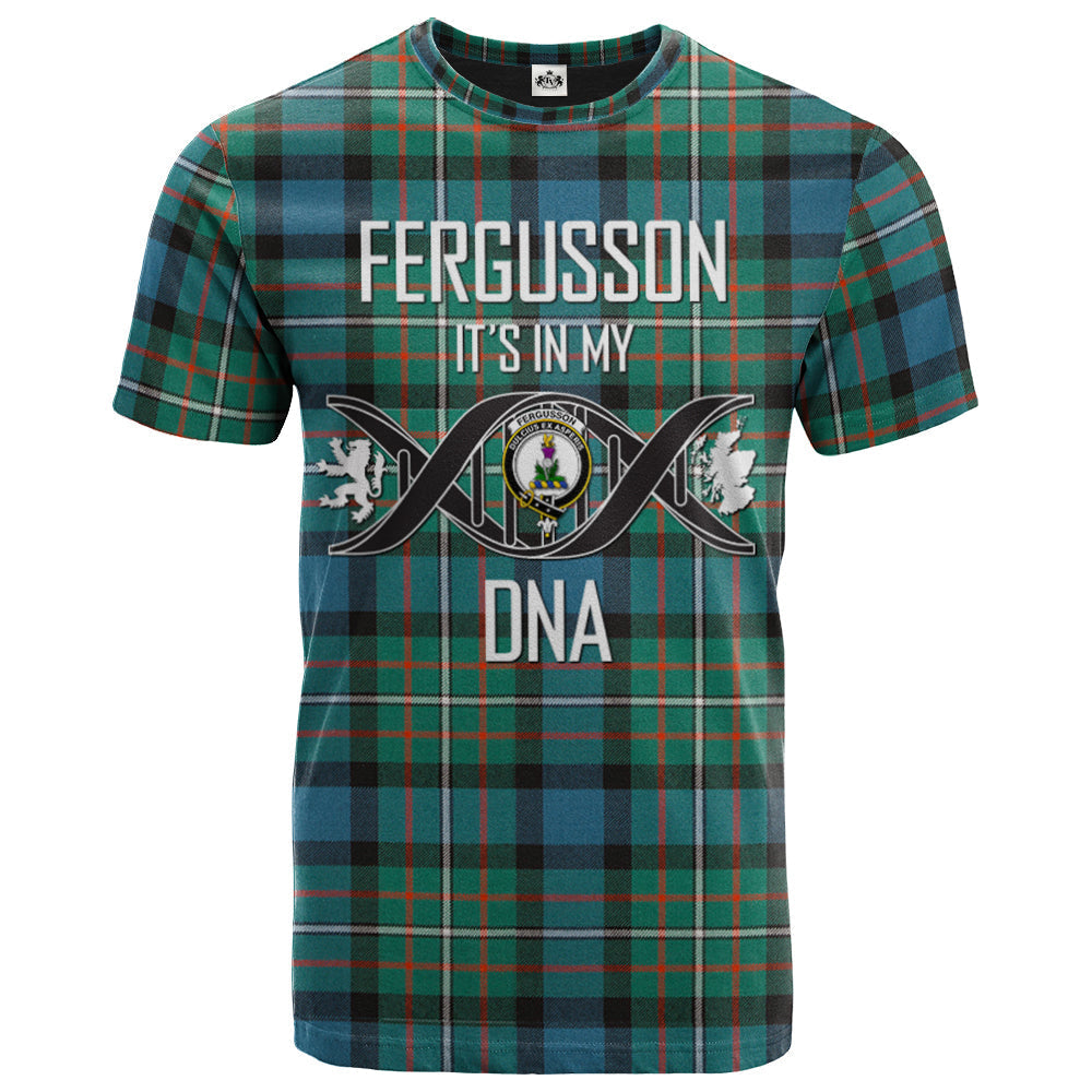 Printivon Fergusson Ancient Clan DNA In Me Tartan Crest T Shirt