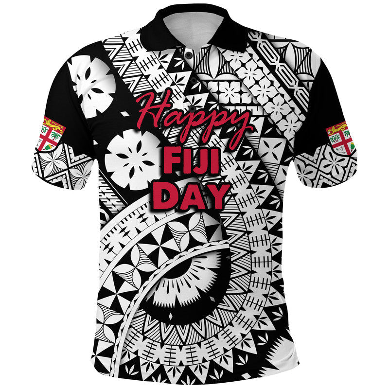 Custom Personalised Fiji Day Polo Shirt Masi Kesa Black Style