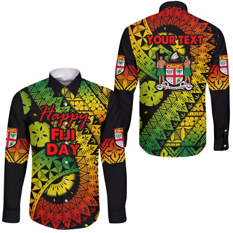 (Custom Personalised) Fiji Day Hawaii Long Sleeve Button Shirt Masi Kesa Reggae Style