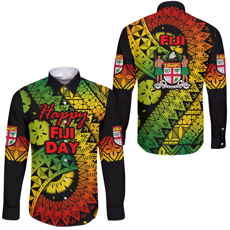 Fiji Day Hawaii Long Sleeve Button Shirt Masi Kesa Reggae Style