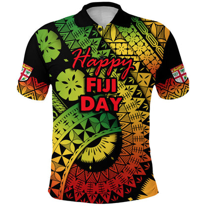 Custom Personalised Fiji Day Polo Shirt Masi Kesa Reggae Style