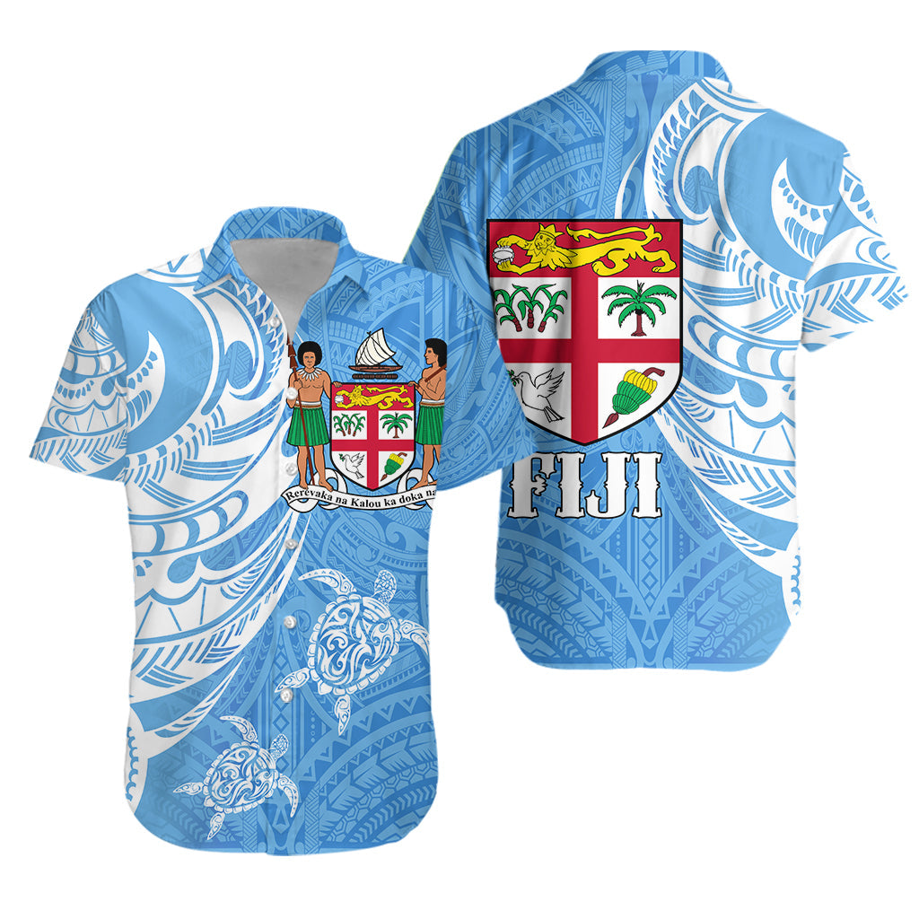 Fiji Coat of Arms Hawaiian Shirt Turquoise Color