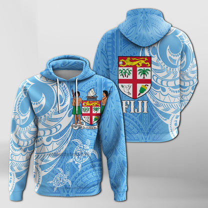 Fiji Coat of Arms Turquoise Color Hoodie