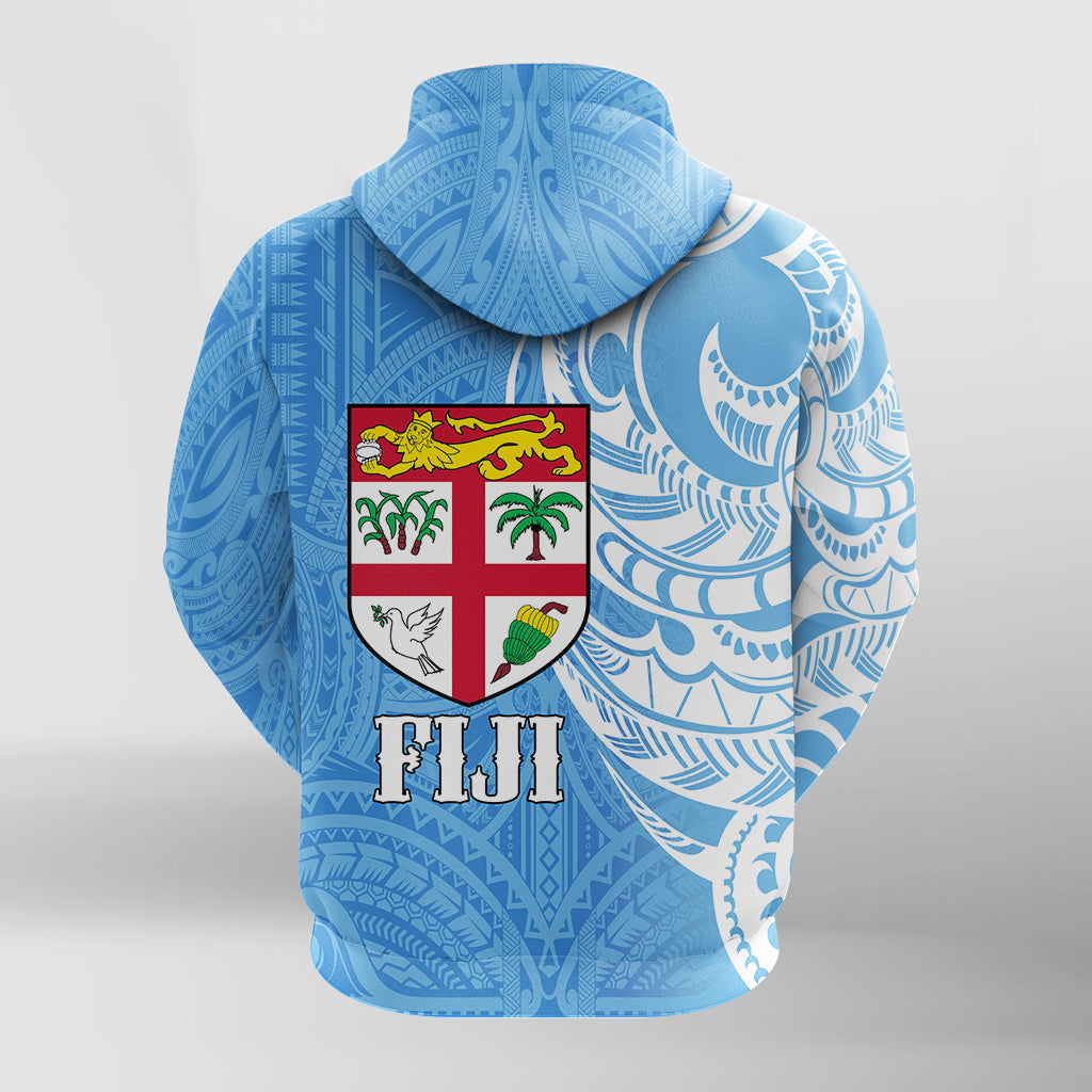 Fiji Coat of Arms Turquoise Color Zip Up Hoodie