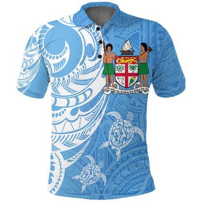 Fiji Coat of Arms Polo Shirt Turquoise Color