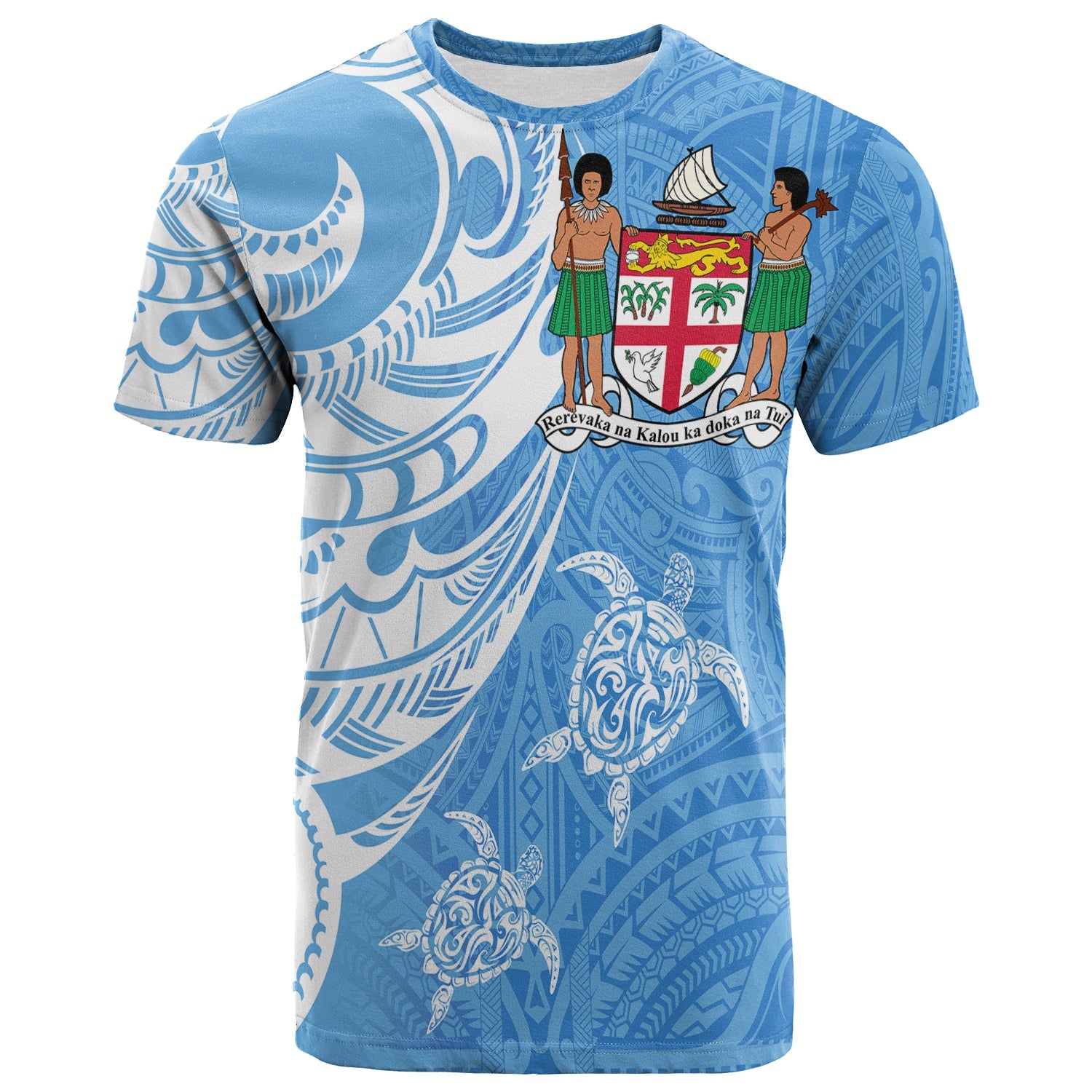 Fiji Coat of Arms T Shirt Turquoise Color