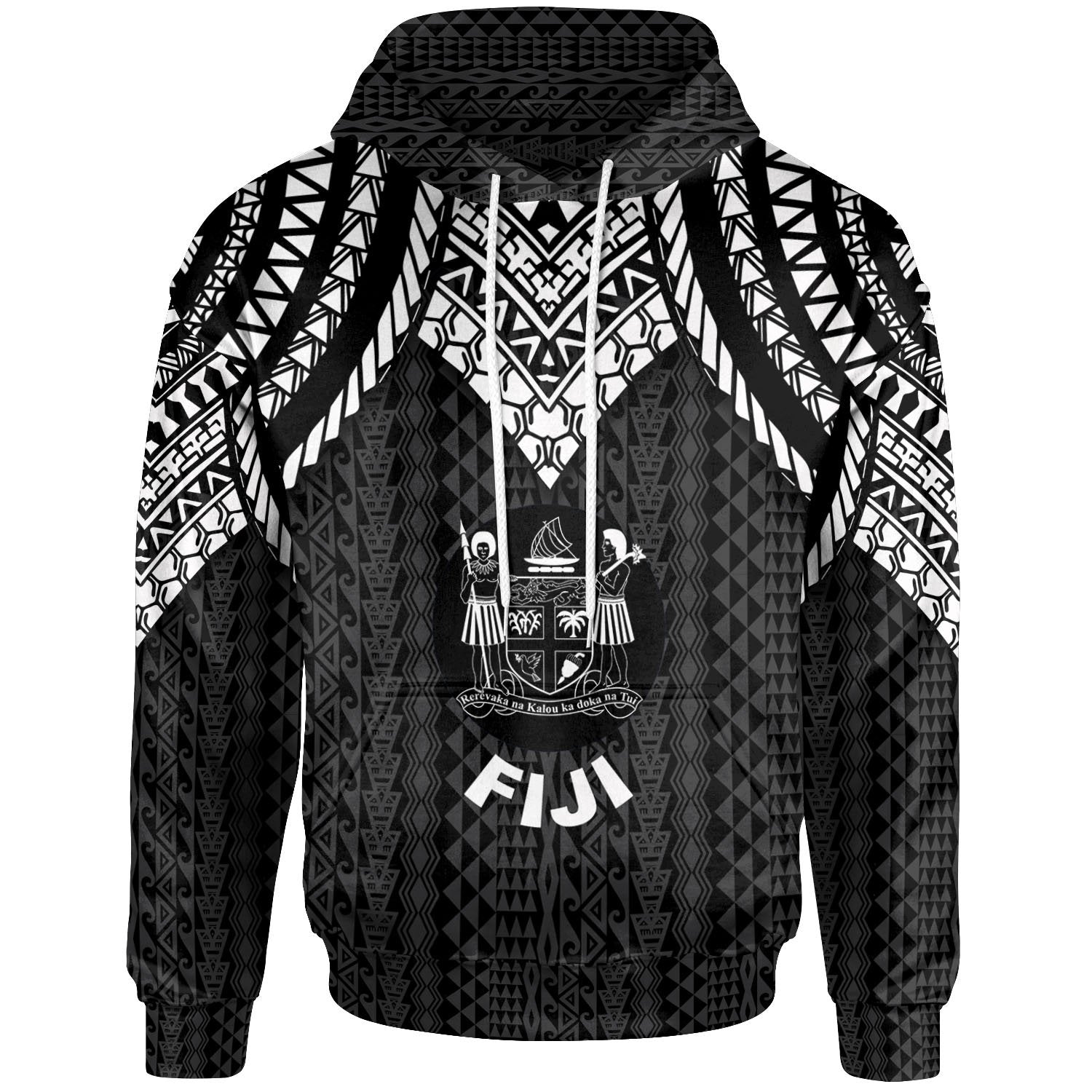 Fiji Hoodie Polynesian Armor Style Black