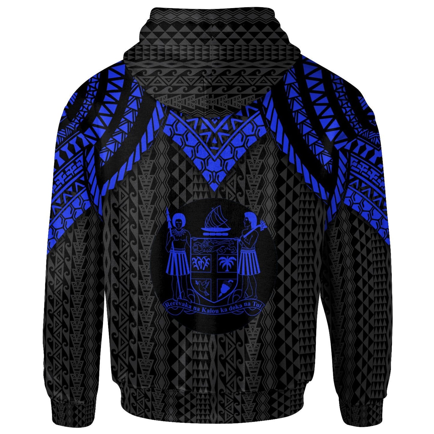 Fiji Hoodie Polynesian Armor Style Blue