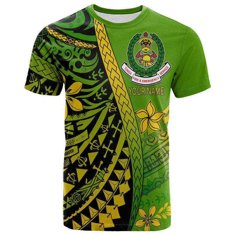 Custom Personalised Tonga Fire And Emergency Services T Shirt Polynesian Minimalist Style