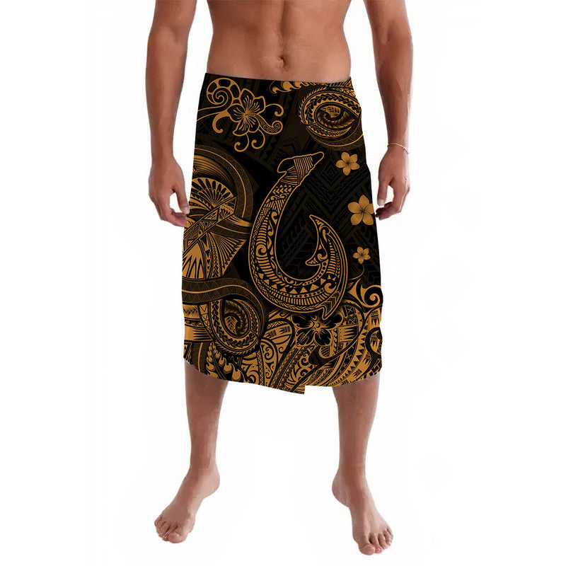 Hawaii Fish Hook Polynesian Lavalava Unique Style - Gold