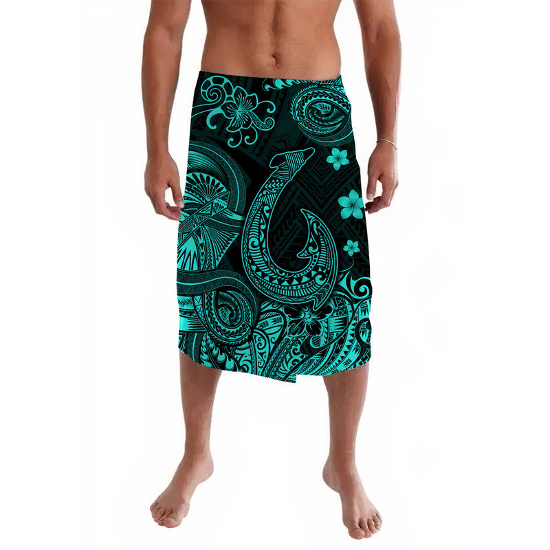Hawaii Fish Hook Polynesian Lavalava Unique Style - Turquoise