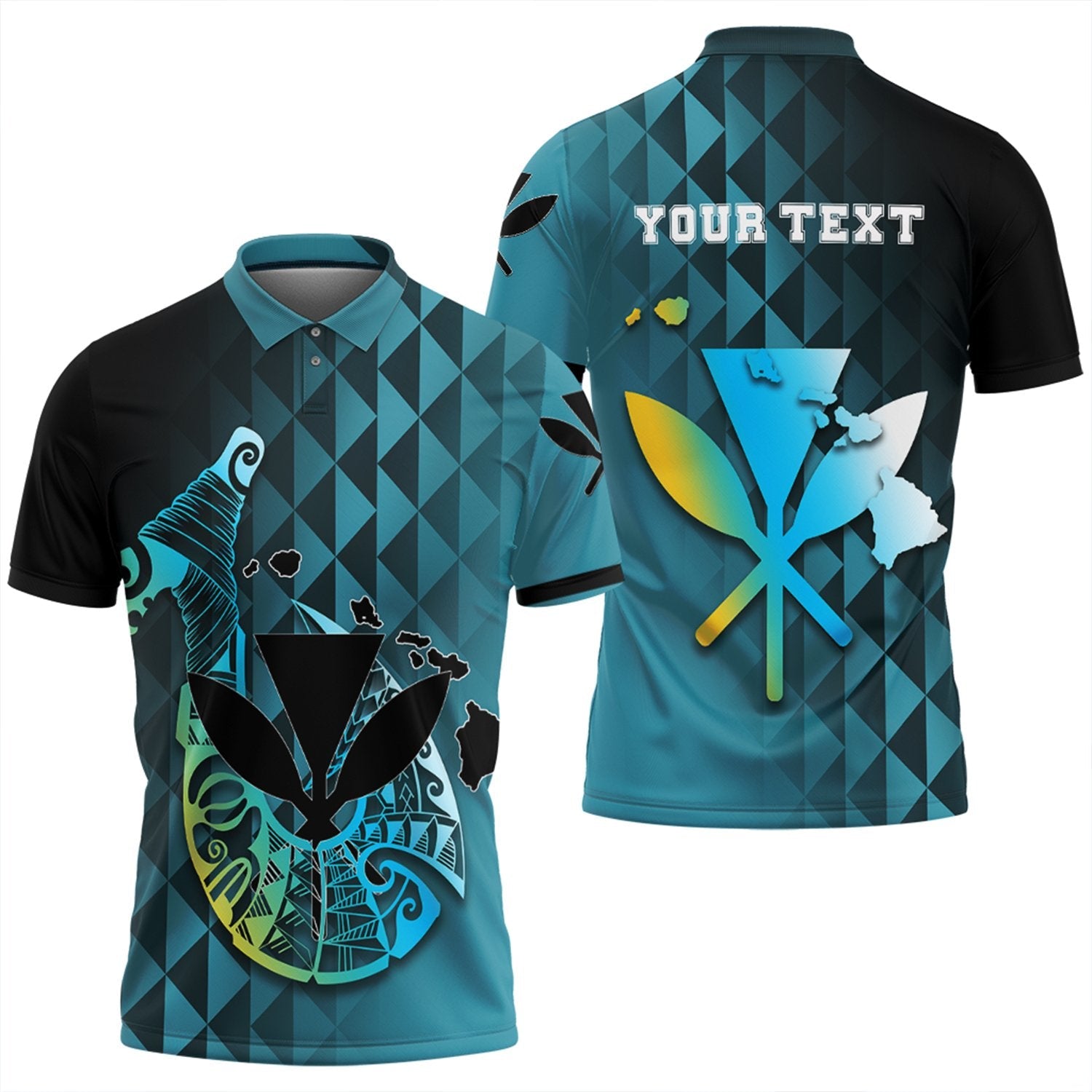 Personalized Hawaiian - Kanaka Fish Hook Polo Shirt - Diamond Style - AH