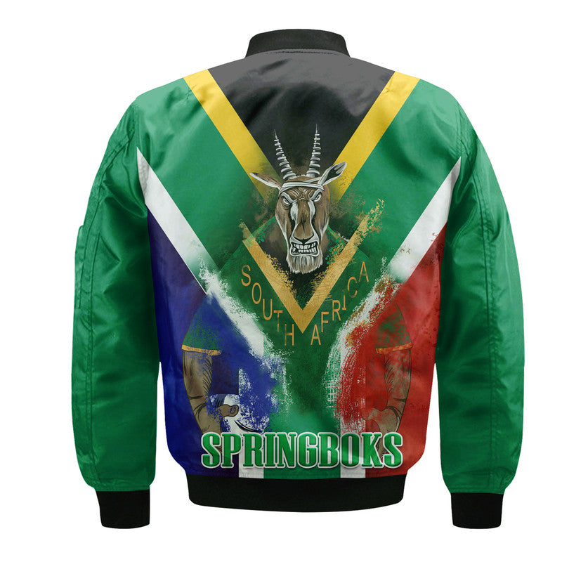 South Africa Springboks Rugby Bomber Jacket Bokke Flag Style
