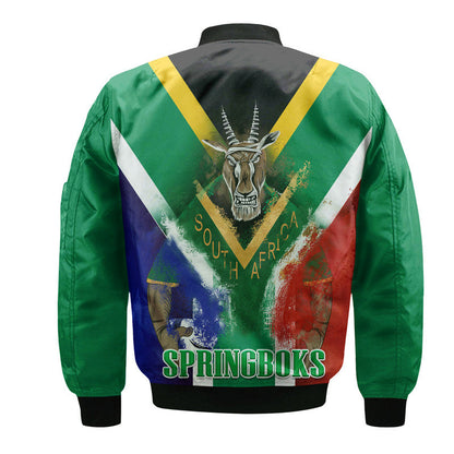 South Africa Springboks Rugby Bomber Jacket Bokke Flag Style
