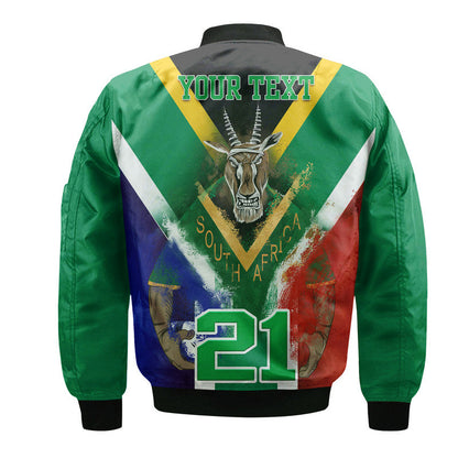 (Custom Personalised) South Africa Springboks Rugby Bomber Jacket Bokke Flag Style