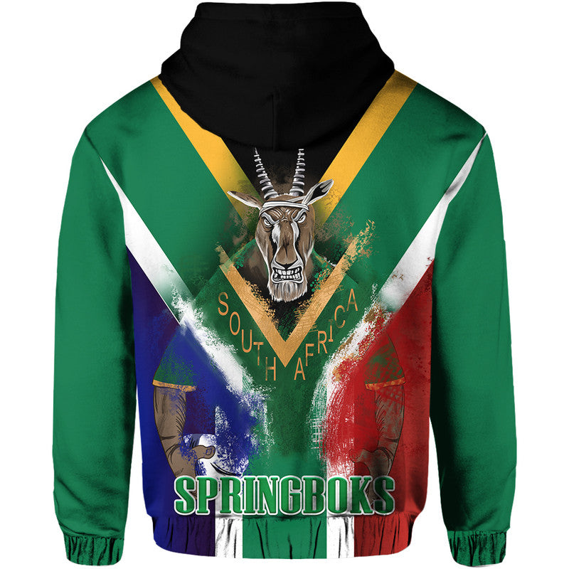 South Africa Springboks Rugby Hoodie Bokke Flag Style
