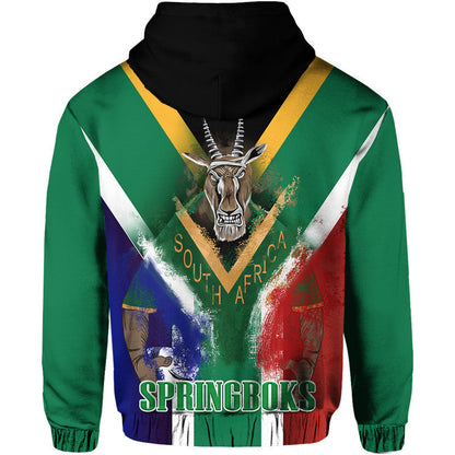 South Africa Springboks Rugby Hoodie Bokke Flag Style