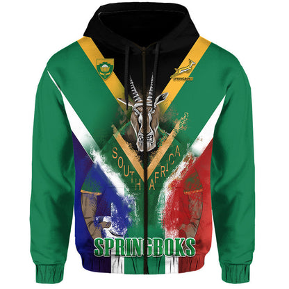 South Africa Springboks Rugby Hoodie Bokke Flag Style