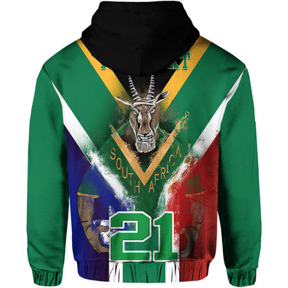Custom South Africa Springboks Rugby Hoodie Bokke Flag Style