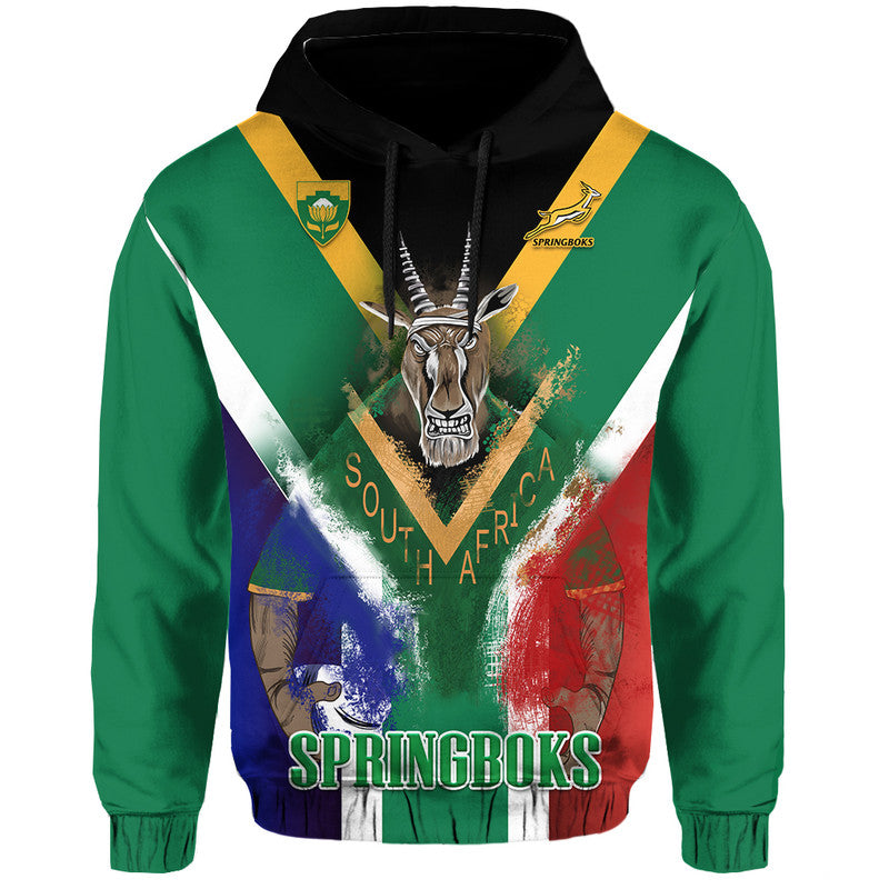 Custom South Africa Springboks Rugby Hoodie Bokke Flag Style