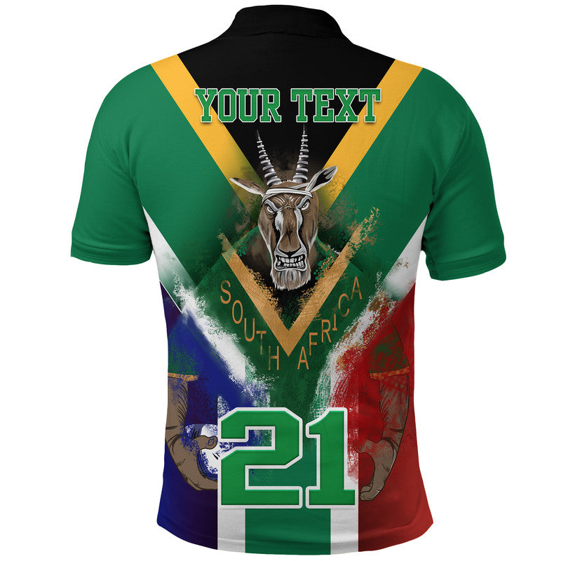 Custom South Africa Springboks Rugby Polo Shirt Bokke Flag Style