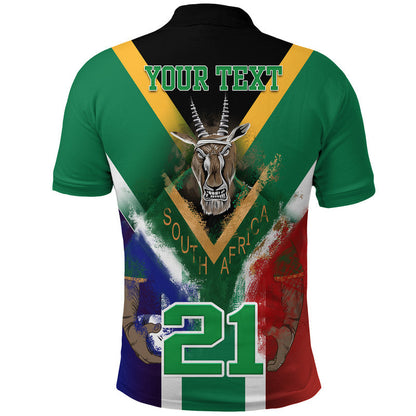 Custom South Africa Springboks Rugby Polo Shirt Bokke Flag Style