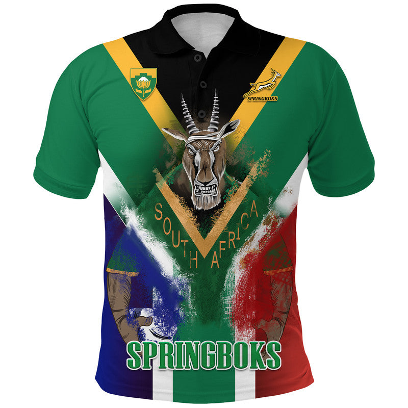 Custom South Africa Springboks Rugby Polo Shirt Bokke Flag Style