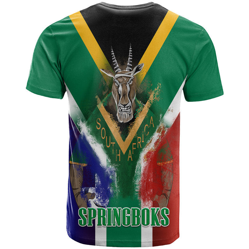 South Africa Springboks Rugby T Shirt Bokke Flag Style