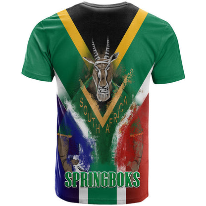 South Africa Springboks Rugby T Shirt Bokke Flag Style