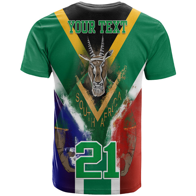 Custom South Africa Springboks Rugby T Shirt Bokke Flag Style