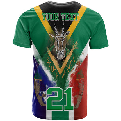 Custom South Africa Springboks Rugby T Shirt Bokke Flag Style