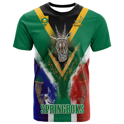 South Africa Springboks Rugby T Shirt Bokke Flag Style