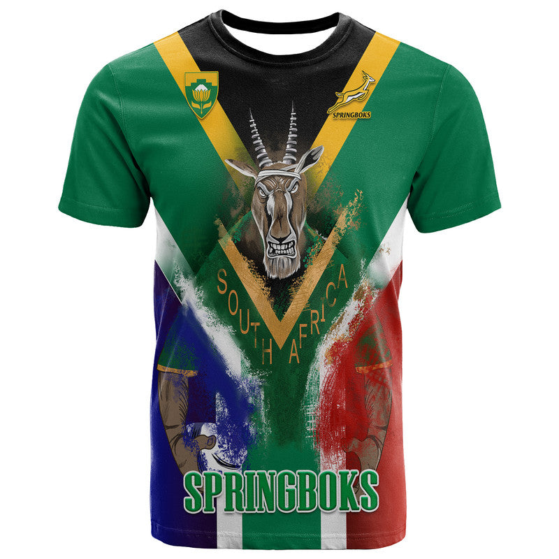 Custom South Africa Springboks Rugby T Shirt Bokke Flag Style