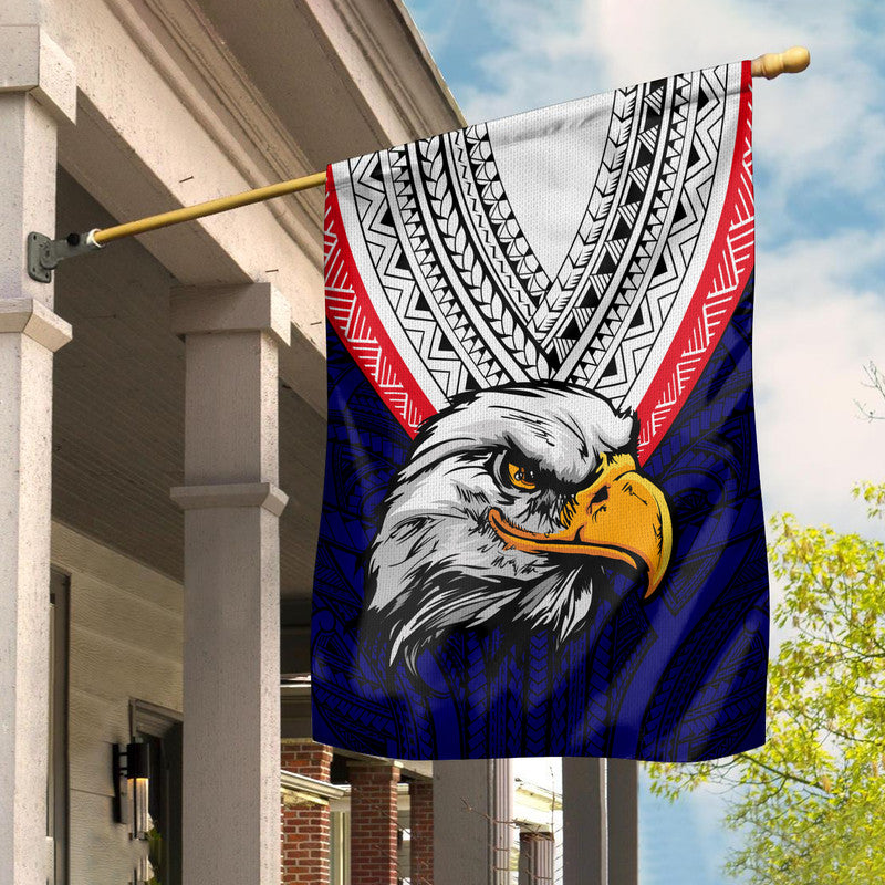 American Samoa Flag Bald Eagle with Polynesian Pattern