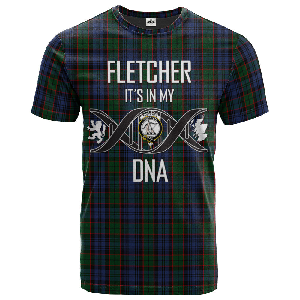 Printivon Fletcher Clan DNA In Me Tartan Crest T Shirt