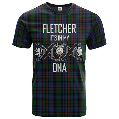 Printivon Fletcher Clan DNA In Me Tartan Crest T Shirt