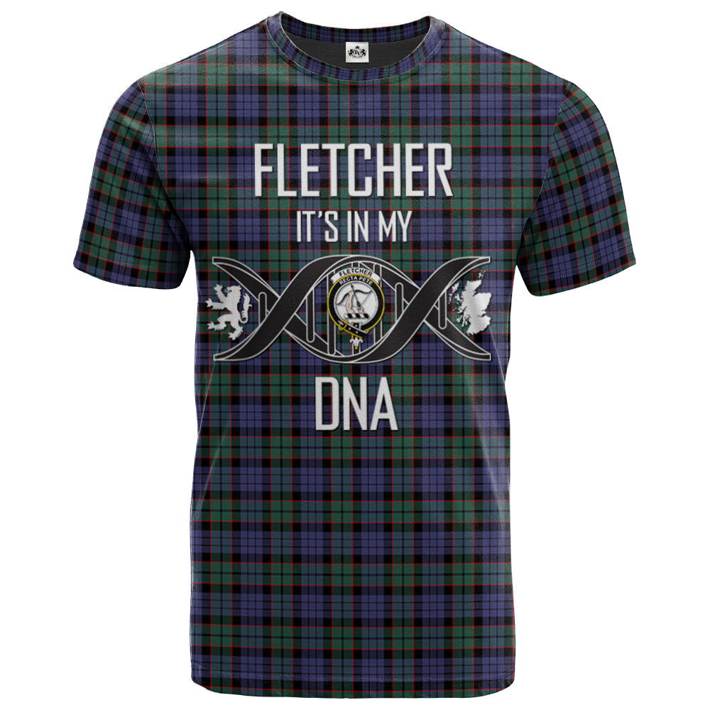 Printivon Fletcher Modern Clan DNA In Me Tartan Crest T Shirt
