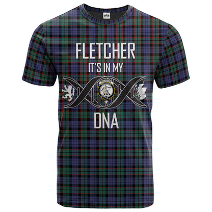 Printivon Fletcher Modern Clan DNA In Me Tartan Crest T Shirt