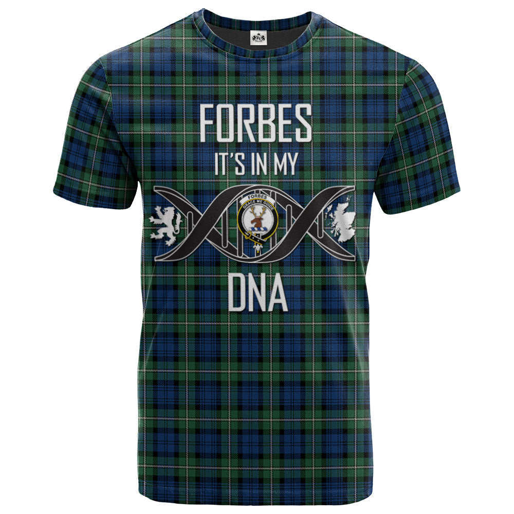 Printivon Forbes Ancient Clan DNA In Me Tartan Crest T Shirt