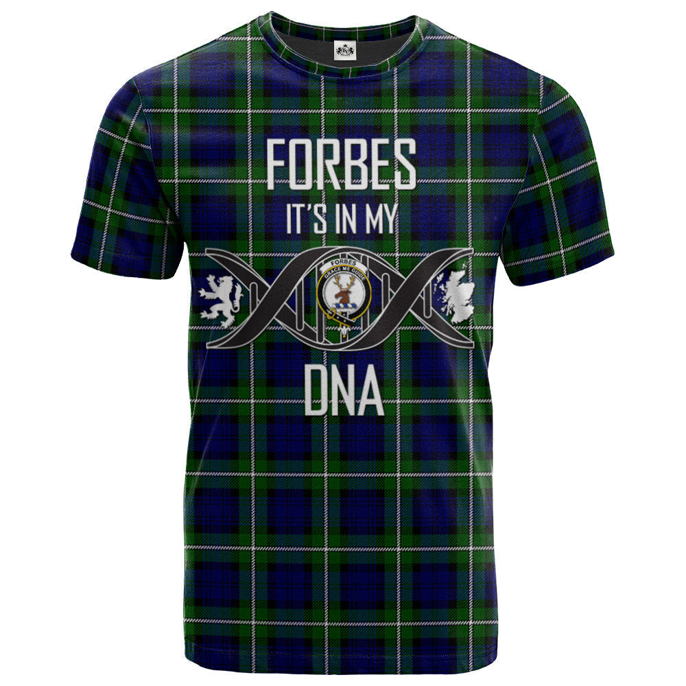 Printivon Forbes Modern Clan DNA In Me Tartan Crest T Shirt