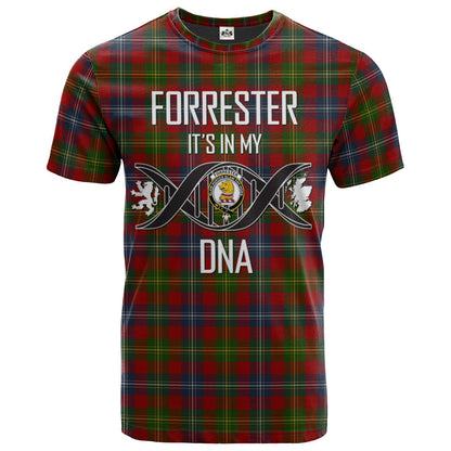 Printivon Forrester or Foster Clan DNA In Me Tartan Crest T Shirt