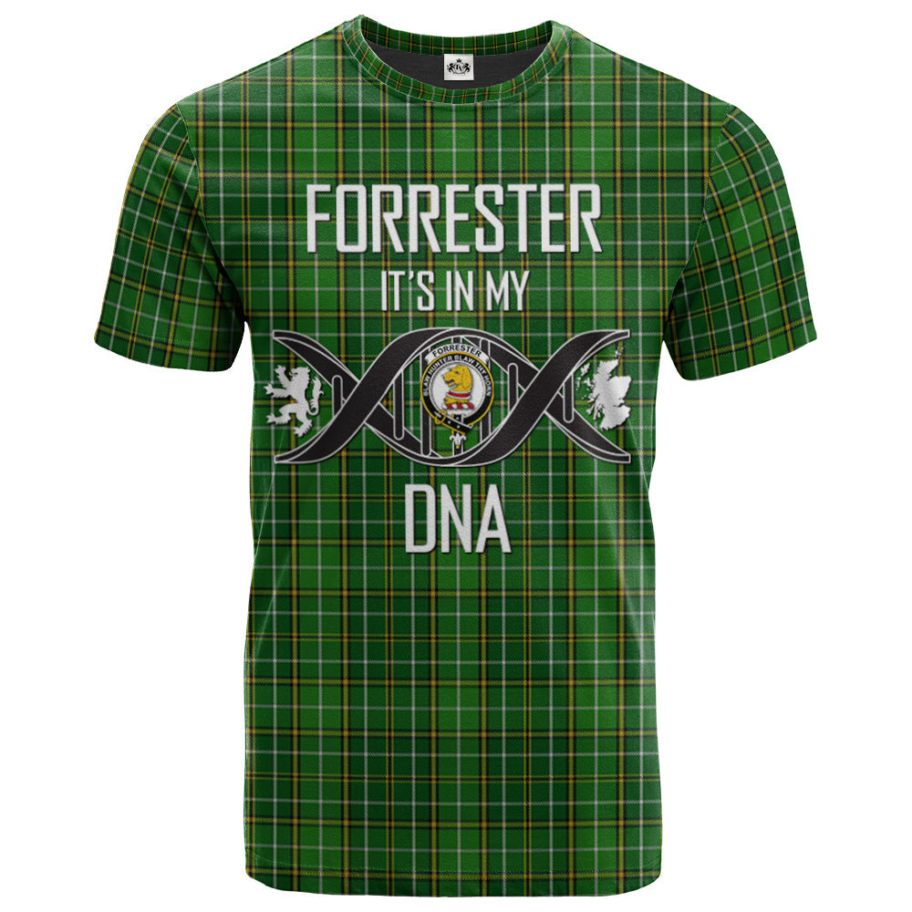 Printivon Forrester or Foster Hunting Clan DNA In Me Tartan Crest T Shirt