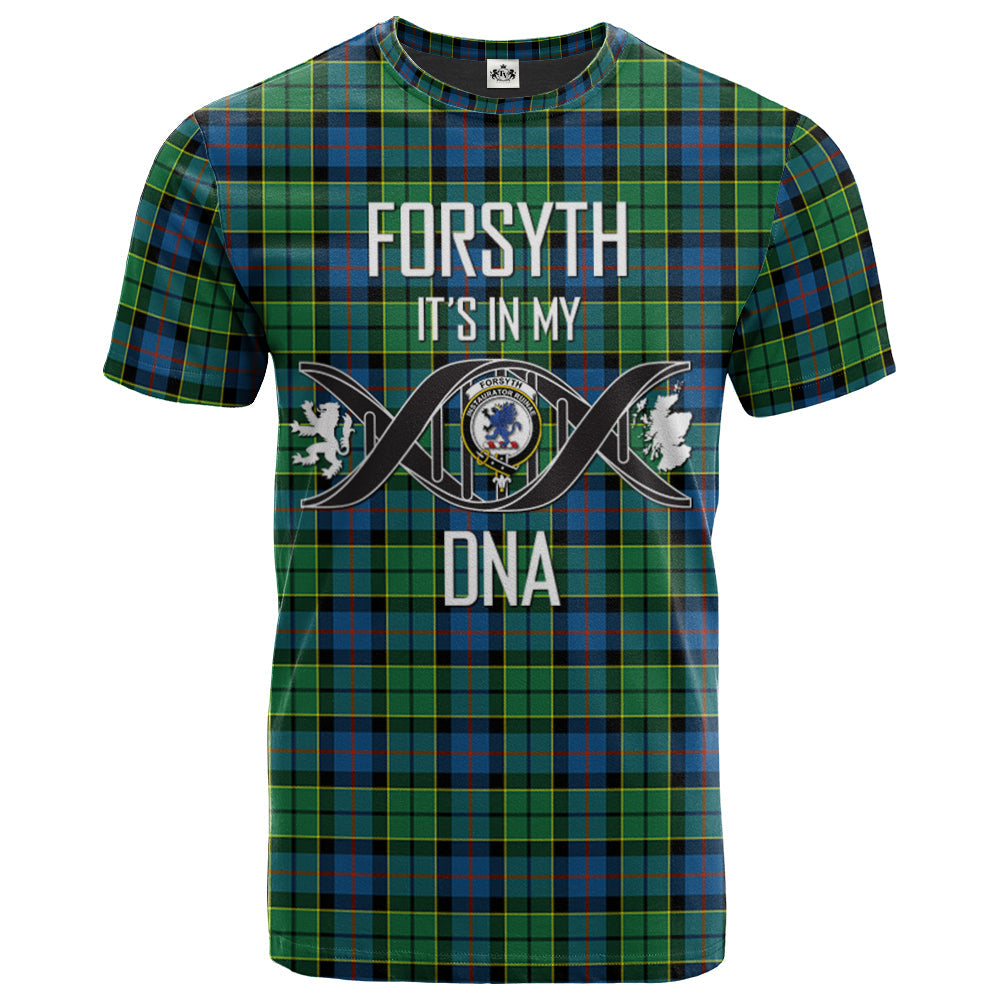 Printivon Forsyth Ancient Clan DNA In Me Tartan Crest T Shirt