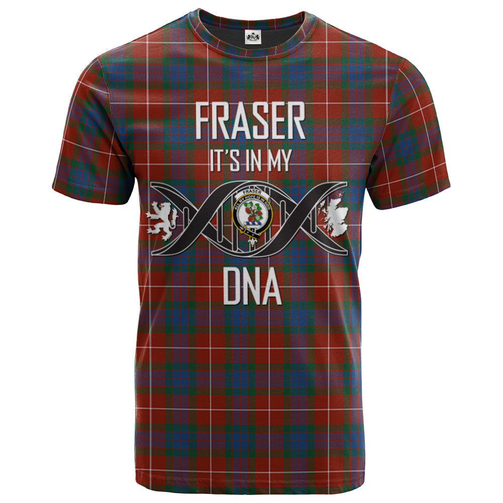 Printivon Fraser Ancient Clan DNA In Me Tartan Crest T Shirt