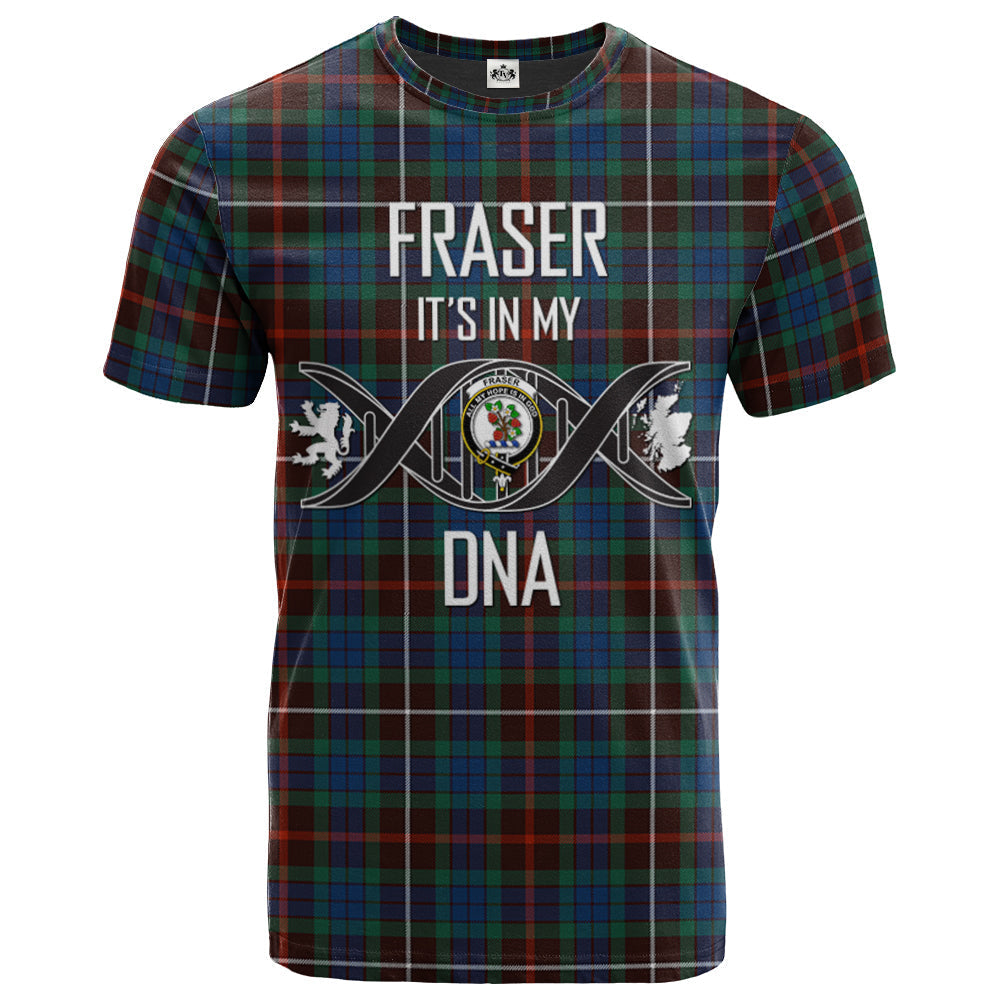 Printivon Fraser Hunting Ancient Clan DNA In Me Tartan Crest T Shirt