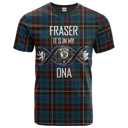 Printivon Fraser Hunting Ancient Clan DNA In Me Tartan Crest T Shirt